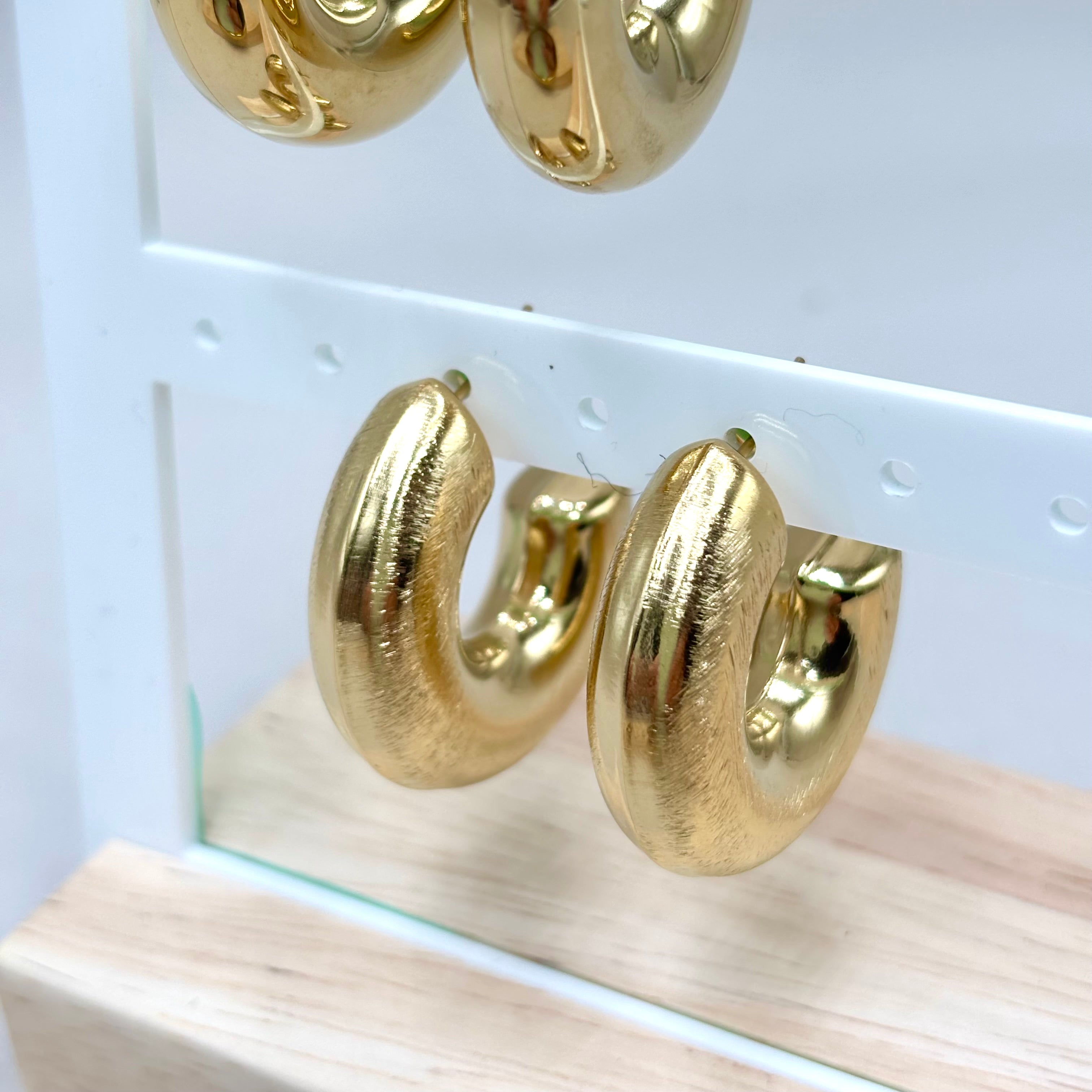 Boucles d'oreilles créoles acier doré Nikky