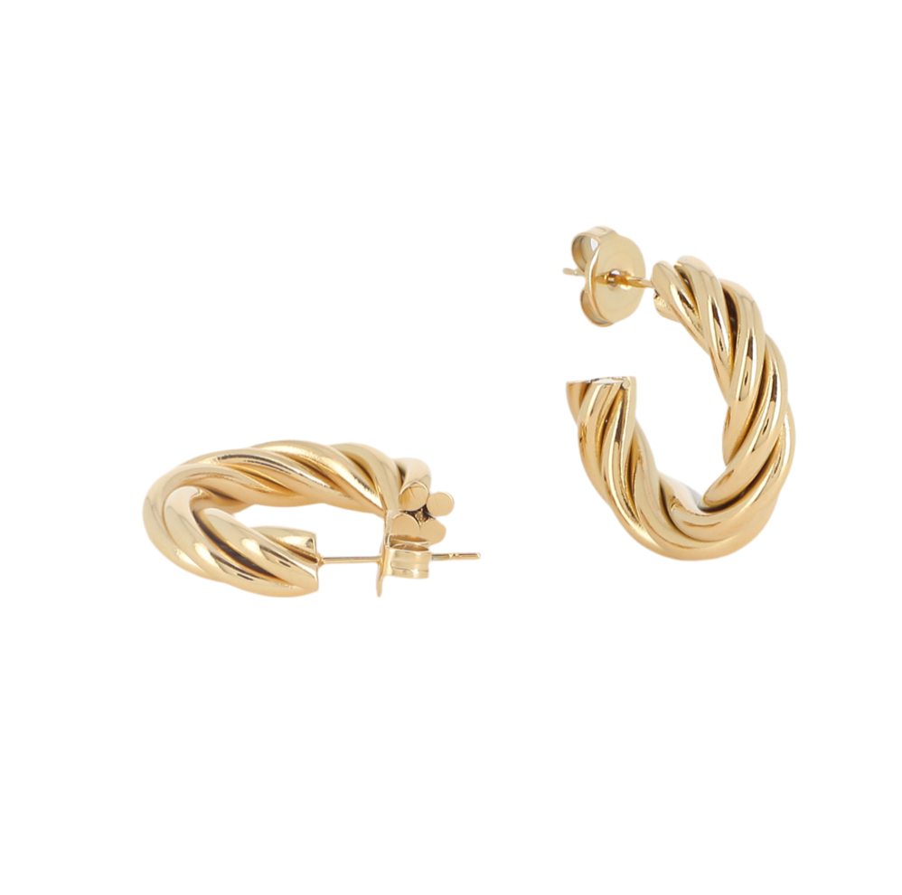 Boucles d'Oreilles Créoles torsadées acier doré Grace