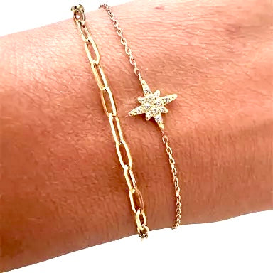 Bracelet Etoile Polaire Doré à l'or fin et Oxydes de Zirconium sertis – Sally
