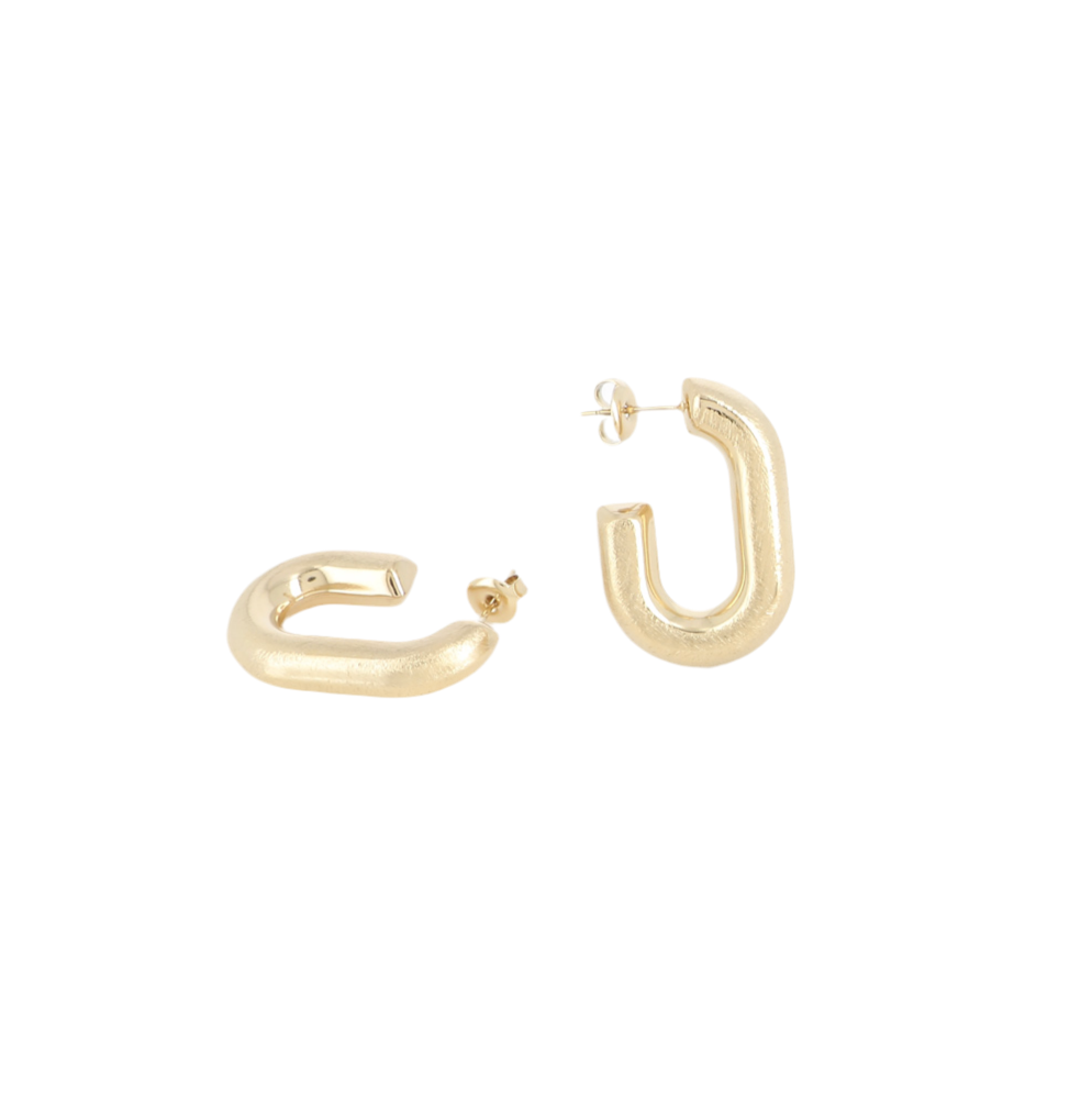 Boucles D'oreilles Créoles Acier Doré - Diamètre 1,3 Cm - Occasion Comme Neuve