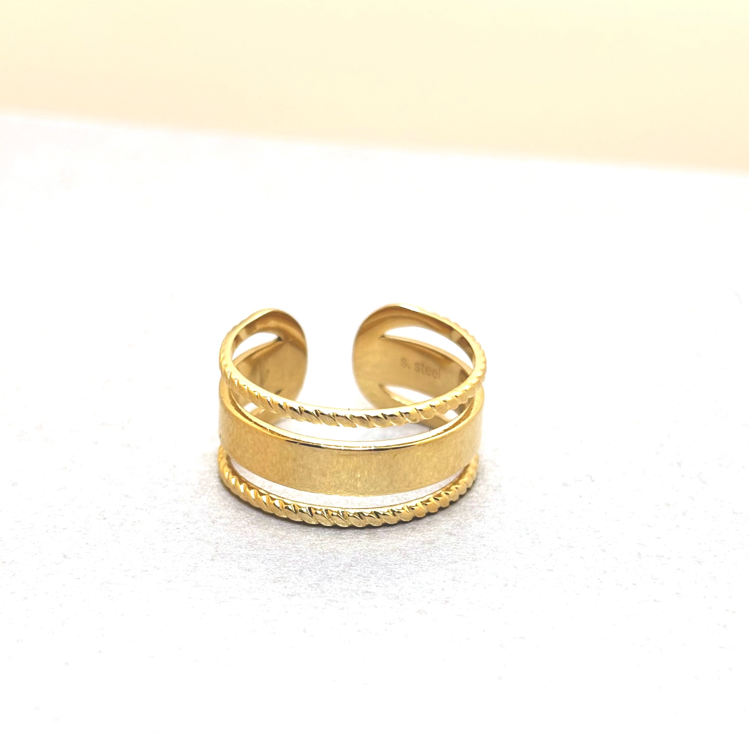 Rosalind three-row gold stainless steel ring