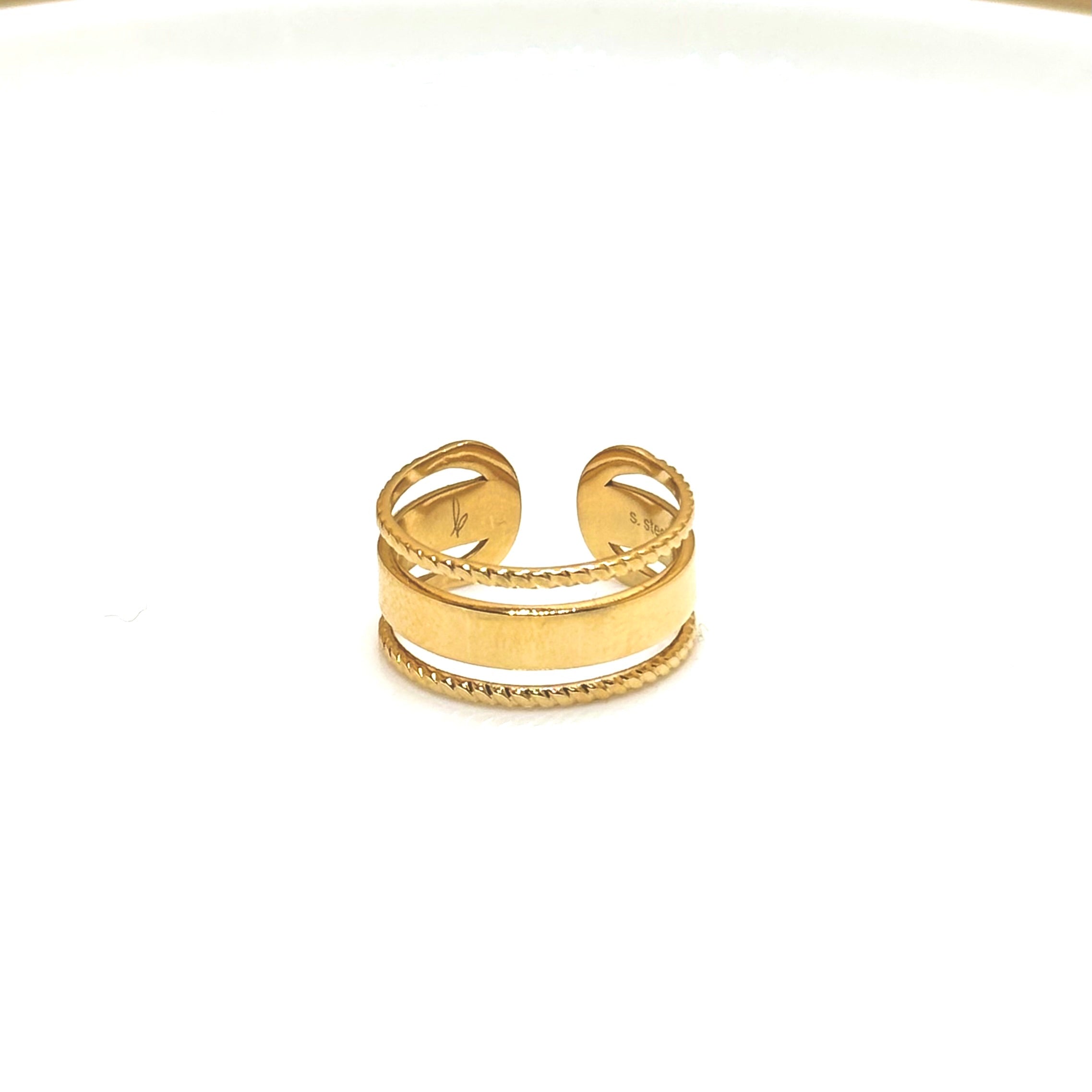 Rosalind three-row gold stainless steel ring