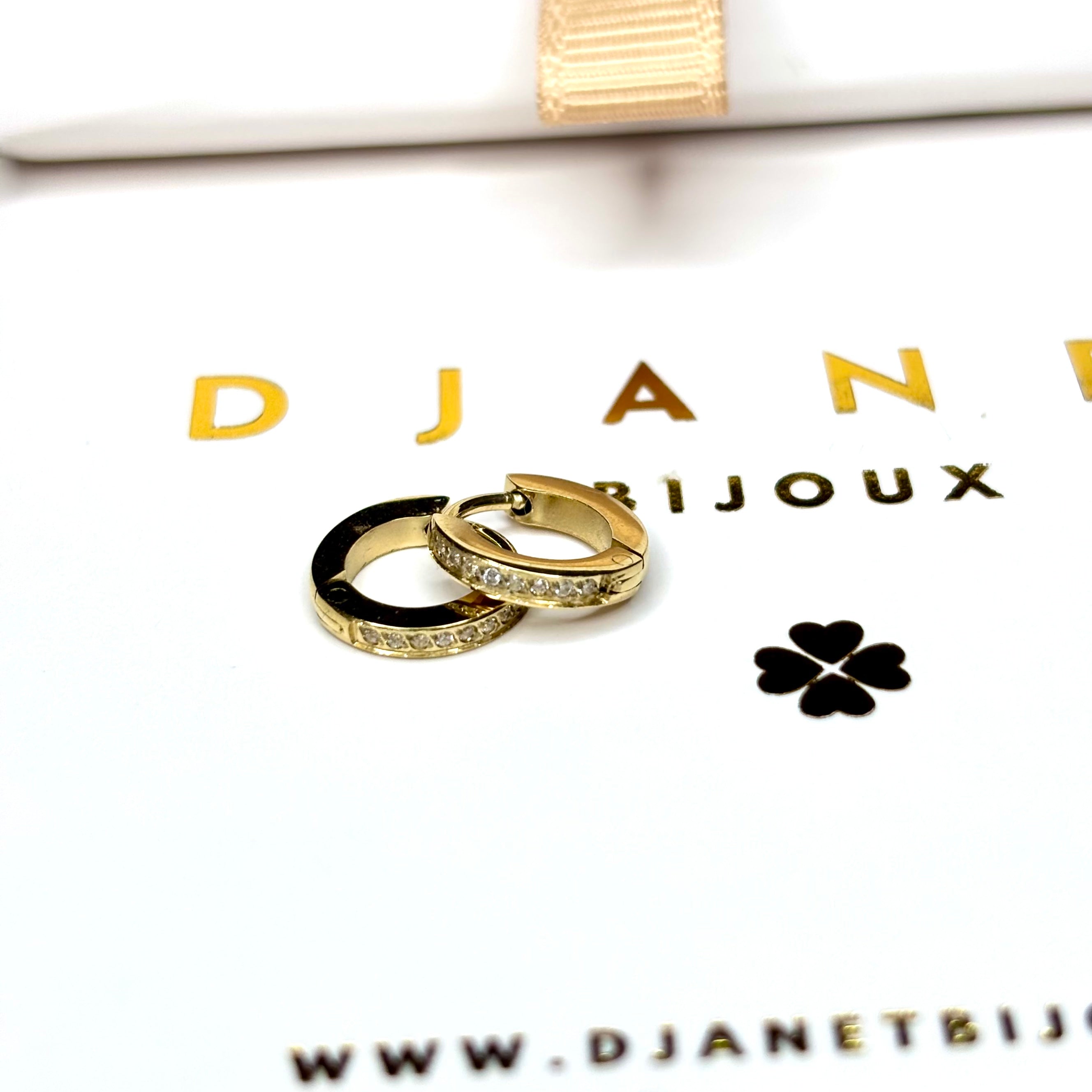 Boucles d'Oreilles mini créoles Anneaux Dorés à l'or fin et Oxydes de Zirconium Aurea