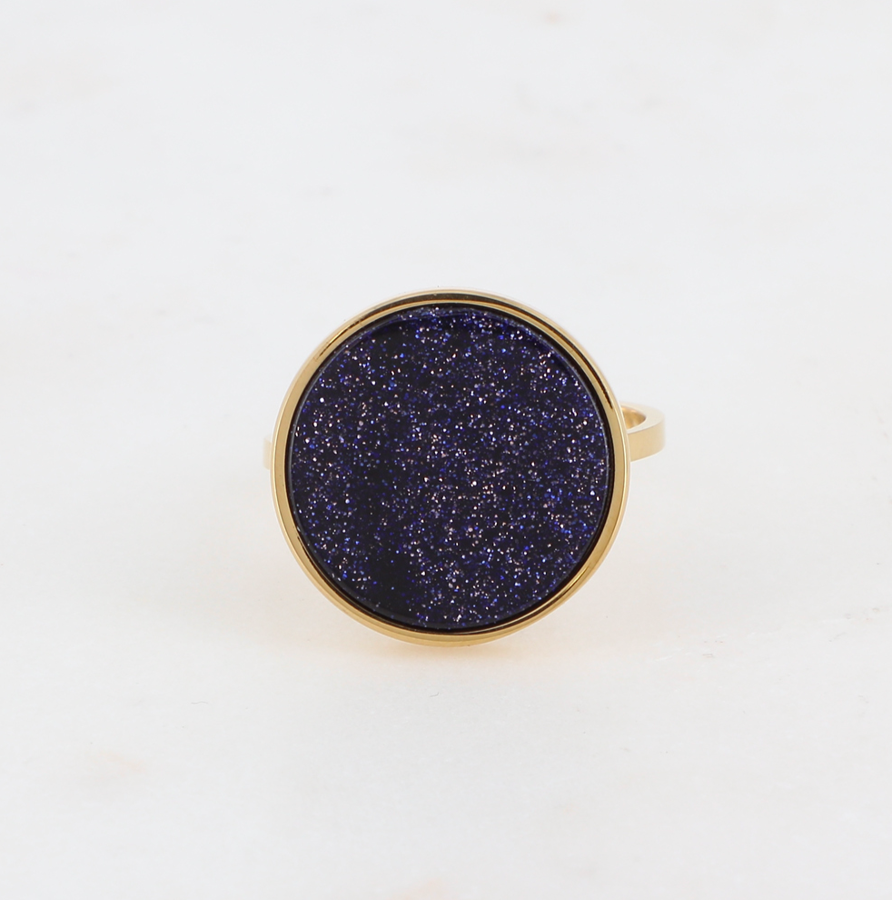 Bague dorée pierre naturelle blue sand Margot - Djanet Bijoux