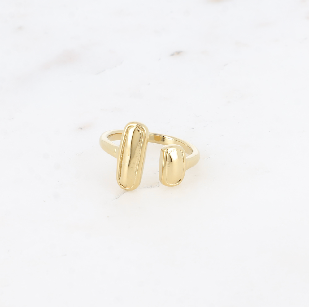Bague double barre acier inoxydable doré Enola