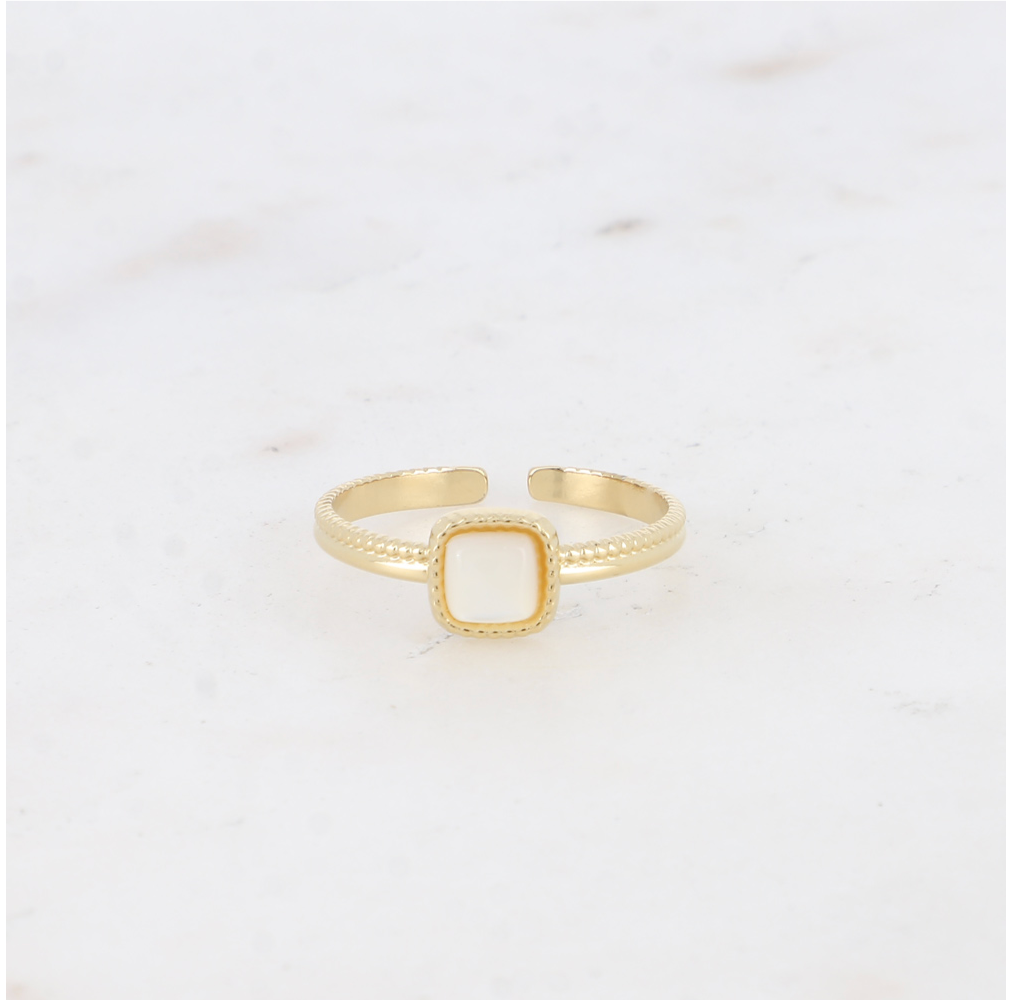 Bague acier inoxydable doré nacre Edith