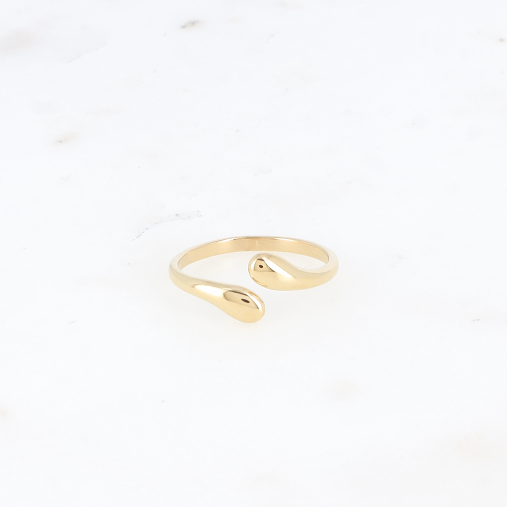 Bague fine acier inoxydable doré entrelacé Emma