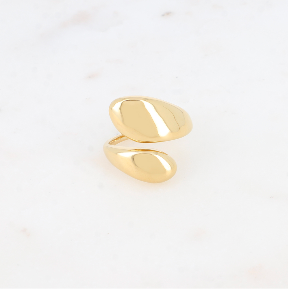 Bague forme acier inoxydable doré Esmeralda