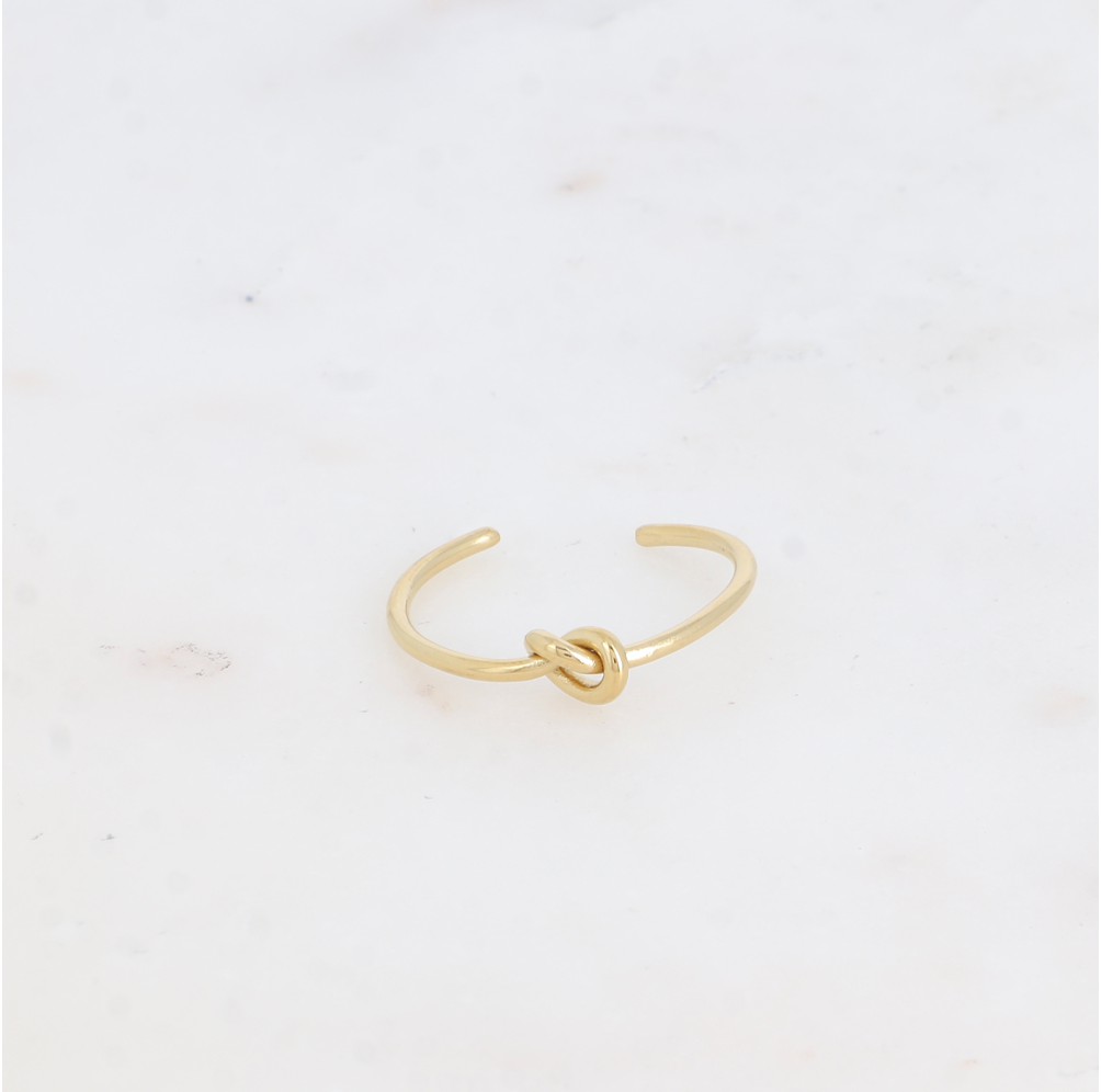 Bague fine noeud acier inoxydable doré Lise