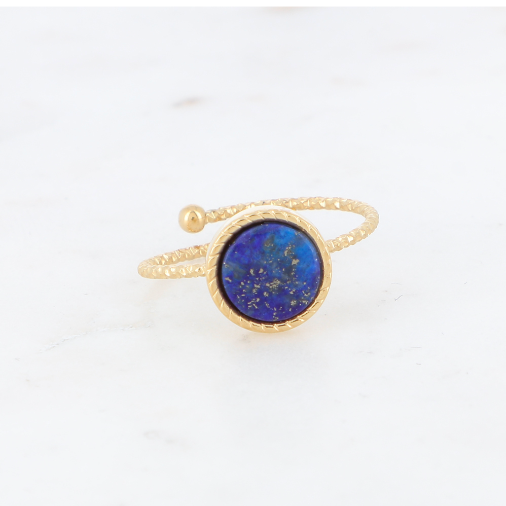 Bague acier inoxydable doré lapis lazuli Nina