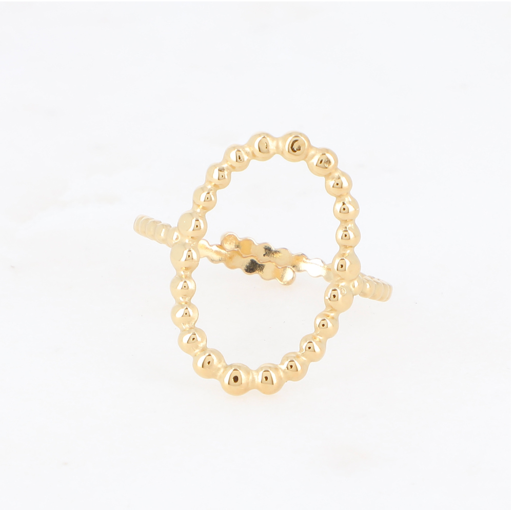 Bague fine ovale acier inoxydable doré Solene