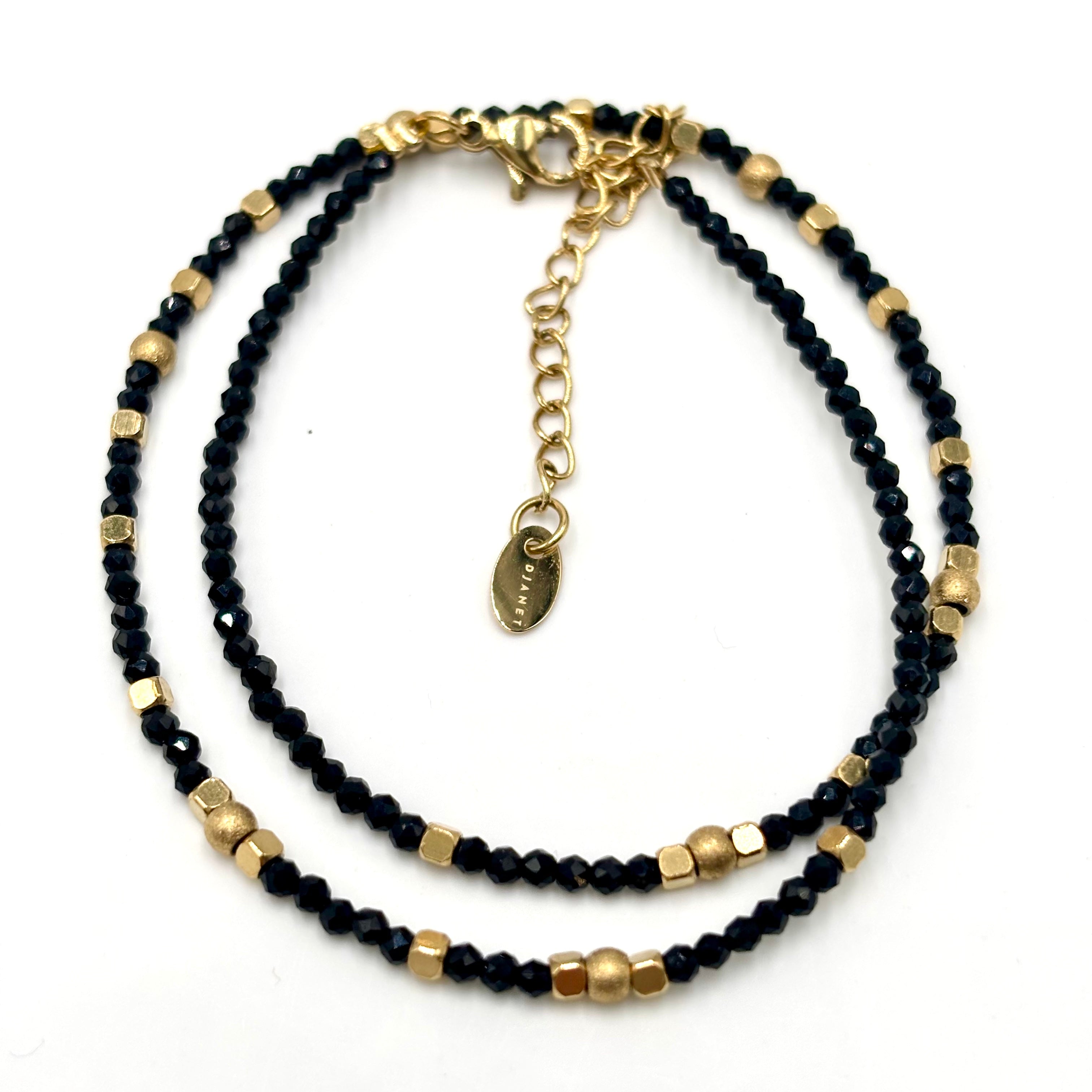 Bracelet en pierre naturelle Onyx et Hématites dorées Deira