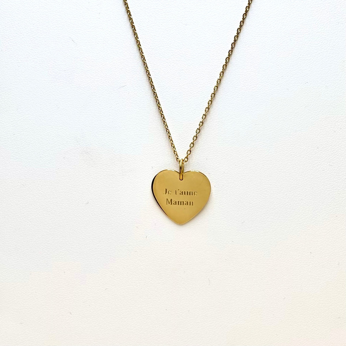 Collier cœur personnalisé à graver – Chaîne au choix en acier inoxydable doré – Gravure recto verso offerte