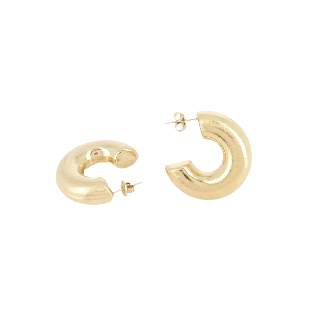 Boucles D'oreilles Créoles Acier Doré - Anneaux Fins 1.3cm Occasion Comme Neuf