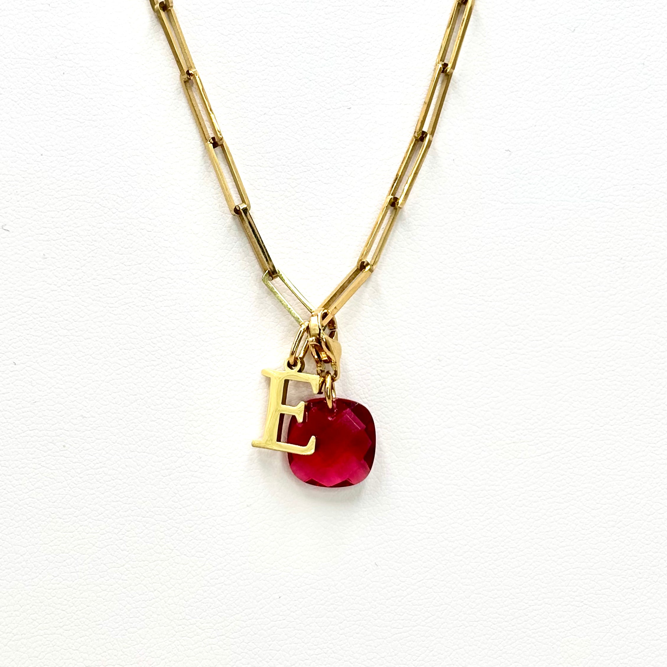 Collier Personnalisé Femme Lettre Initiale & Pierre Naturelle – Djanet Bijoux