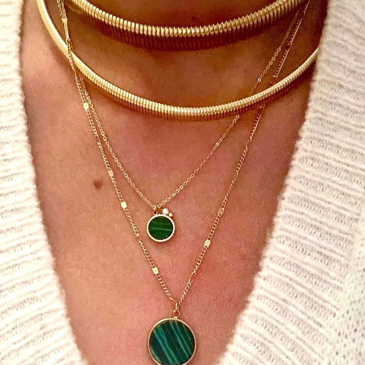 Collier en acier inoxydable doré femme en accumulation