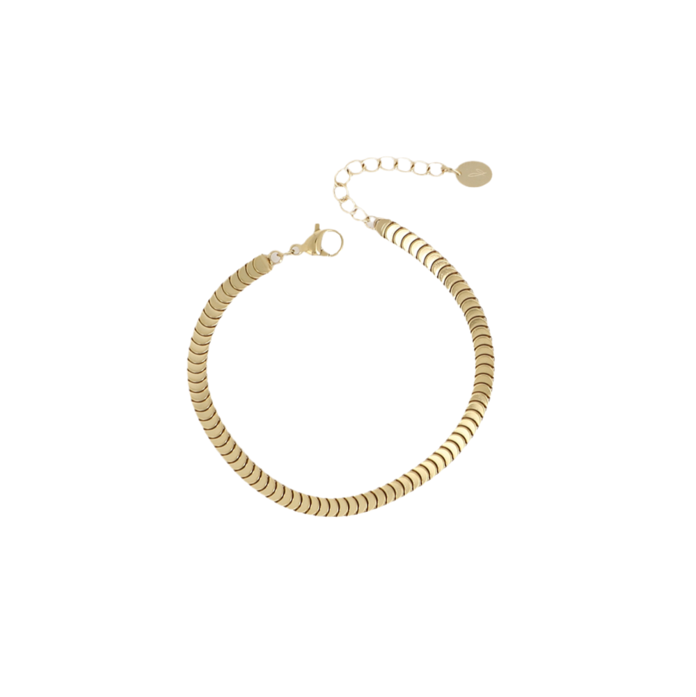 Bracelet maille plate écaillée acier doré Valou