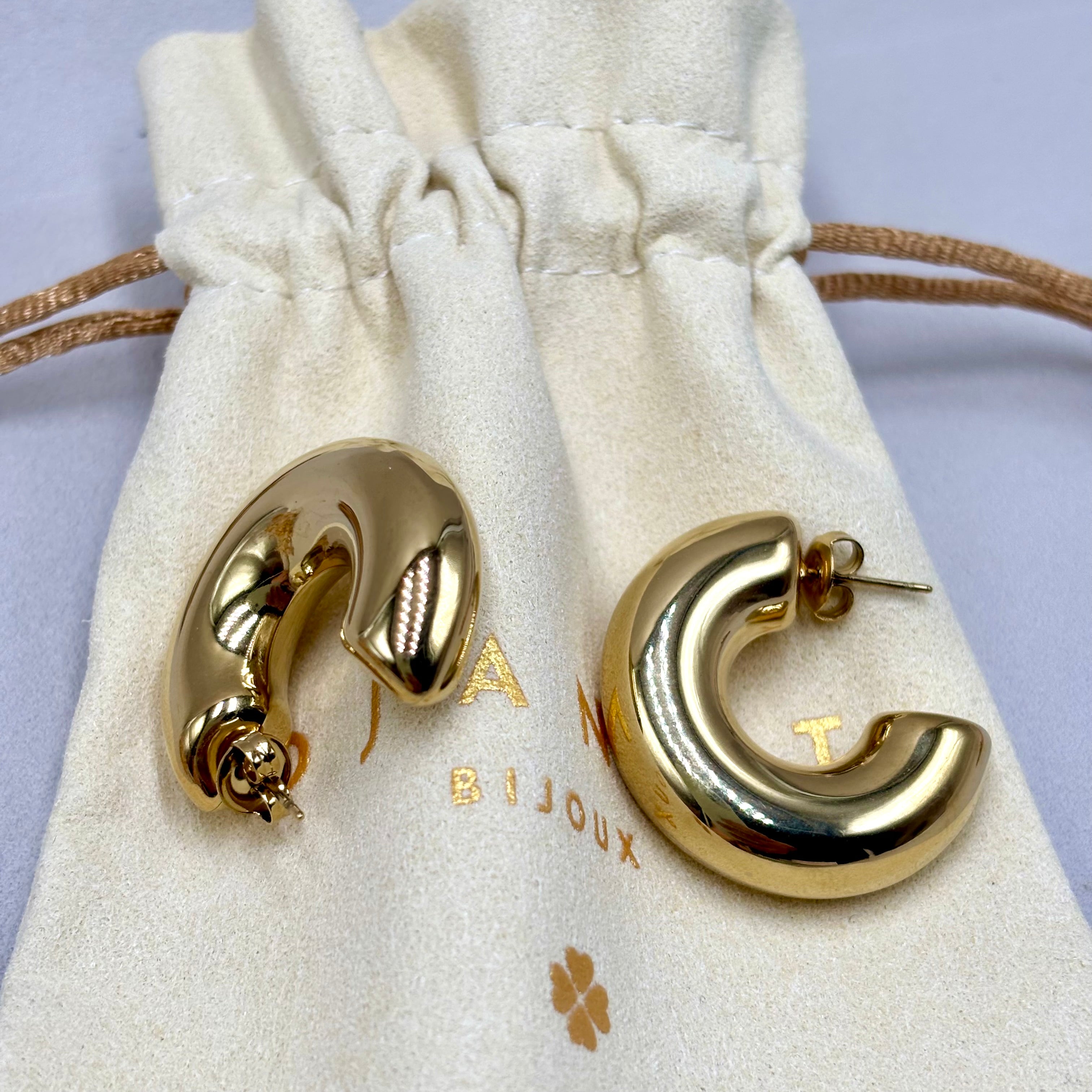Boucles d'oreilles créoles acier doré Berenice