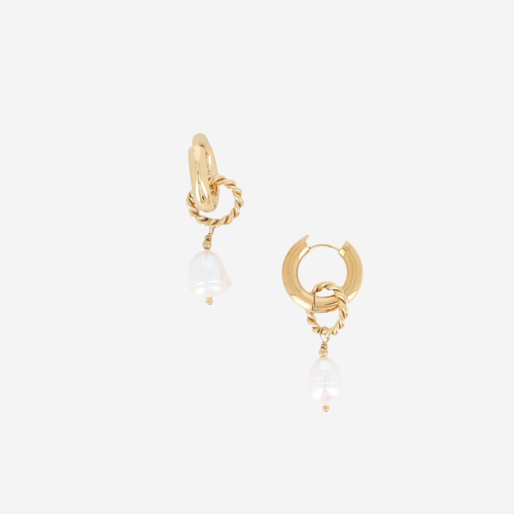Boucles d'oreilles perle acier doré Agnes