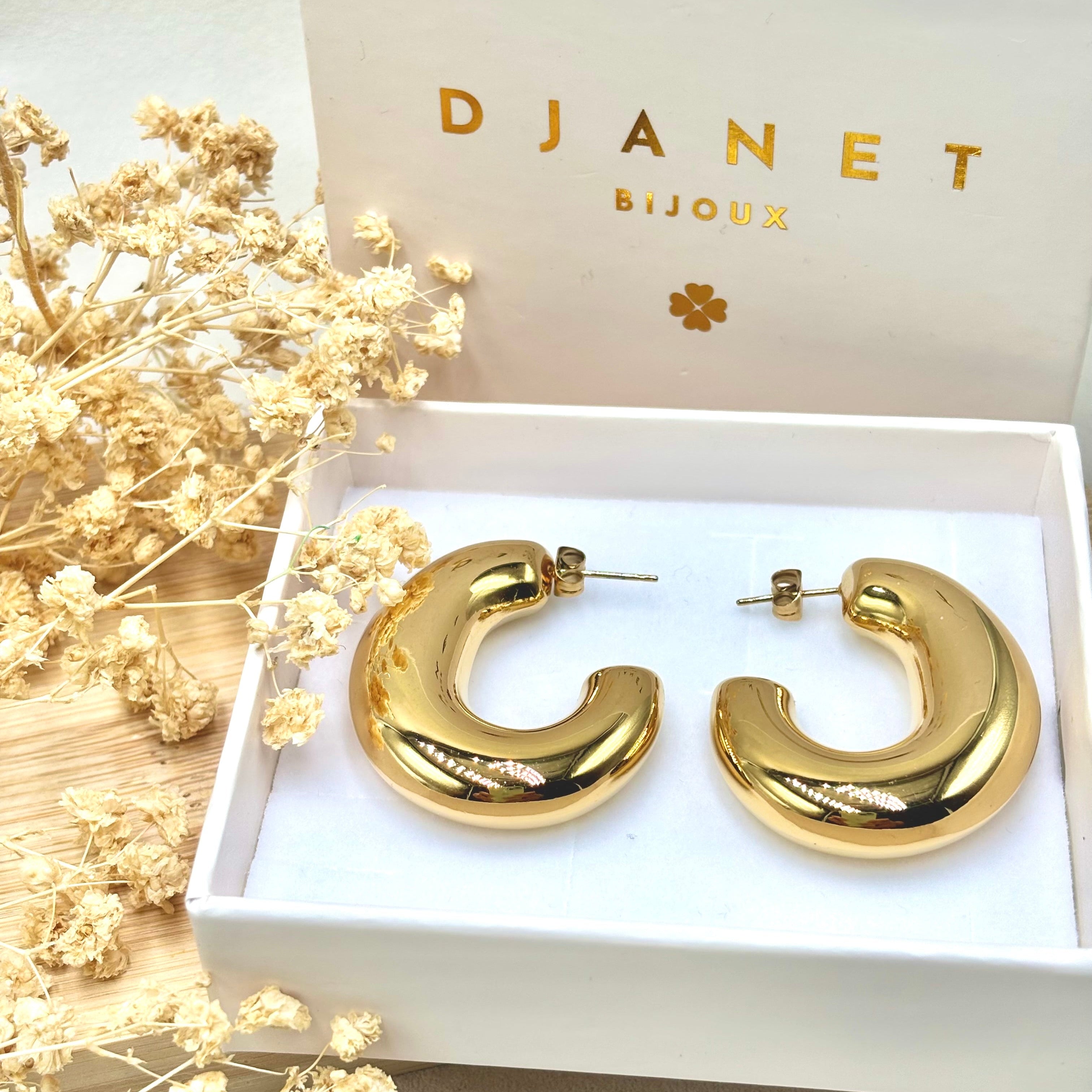 Boucles d'oreilles créoles acier doré Berenice