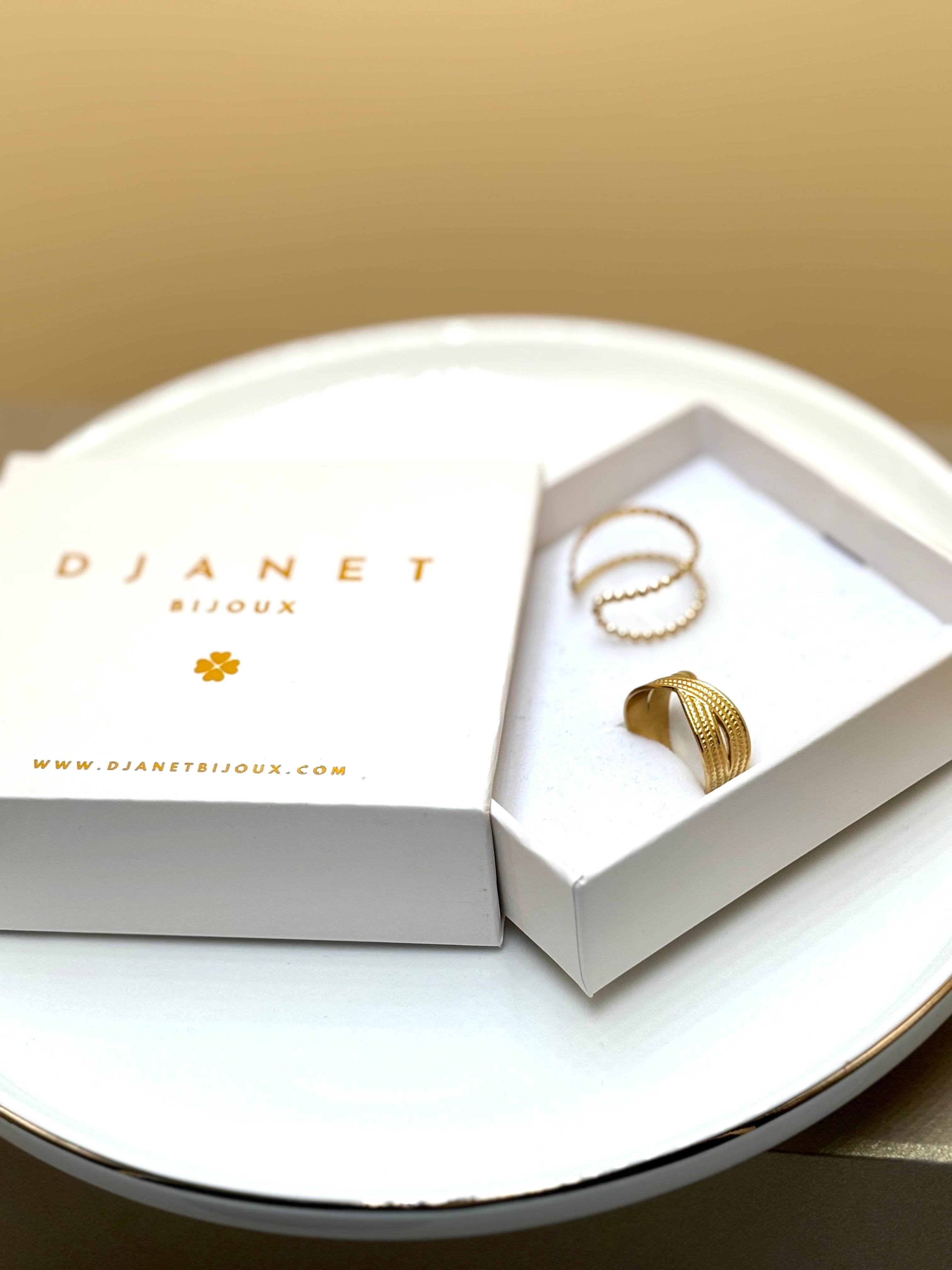 Anna gold stainless steel crossed rings ring