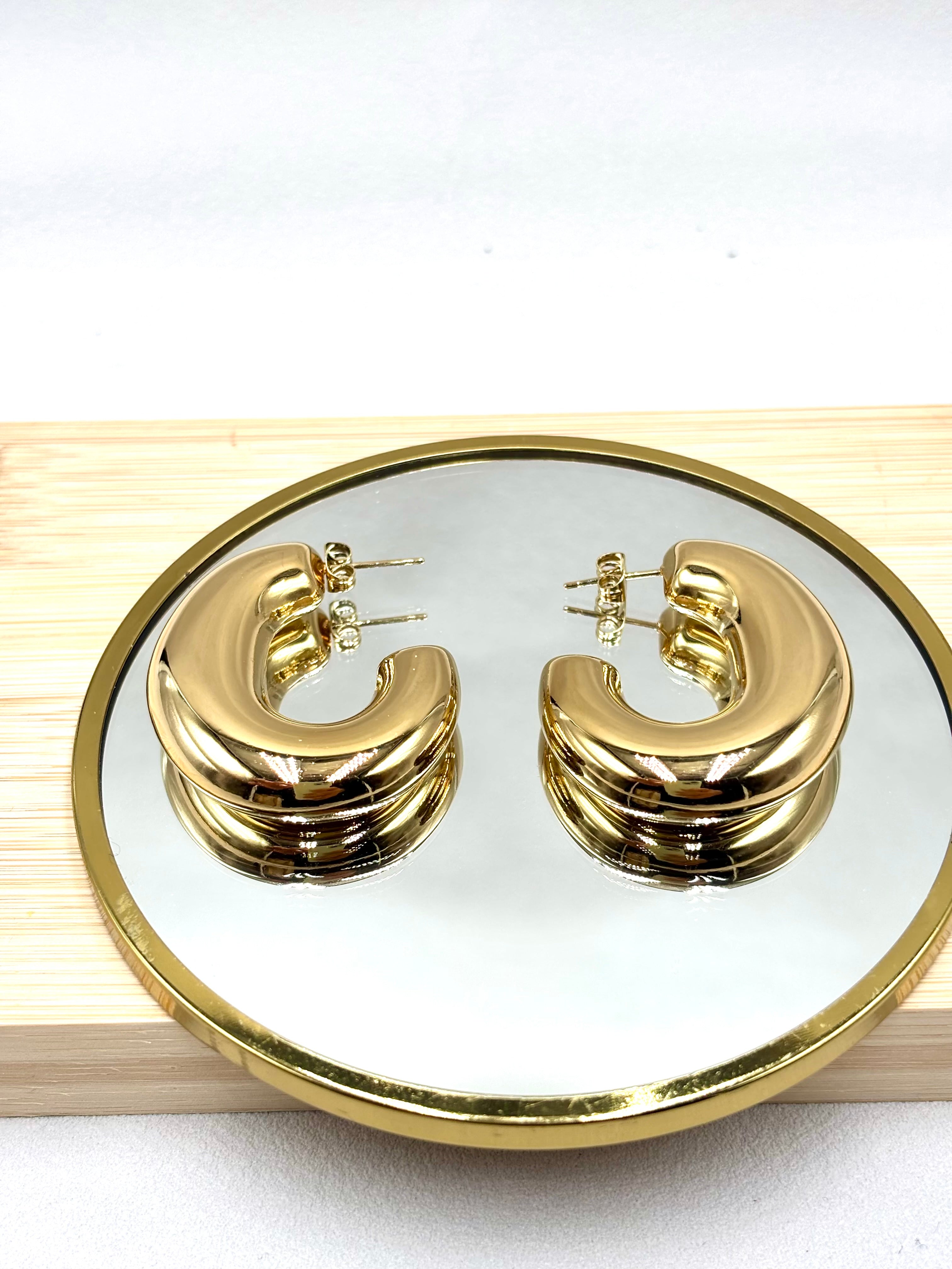 Boucles d'oreilles créoles acier doré Berenice