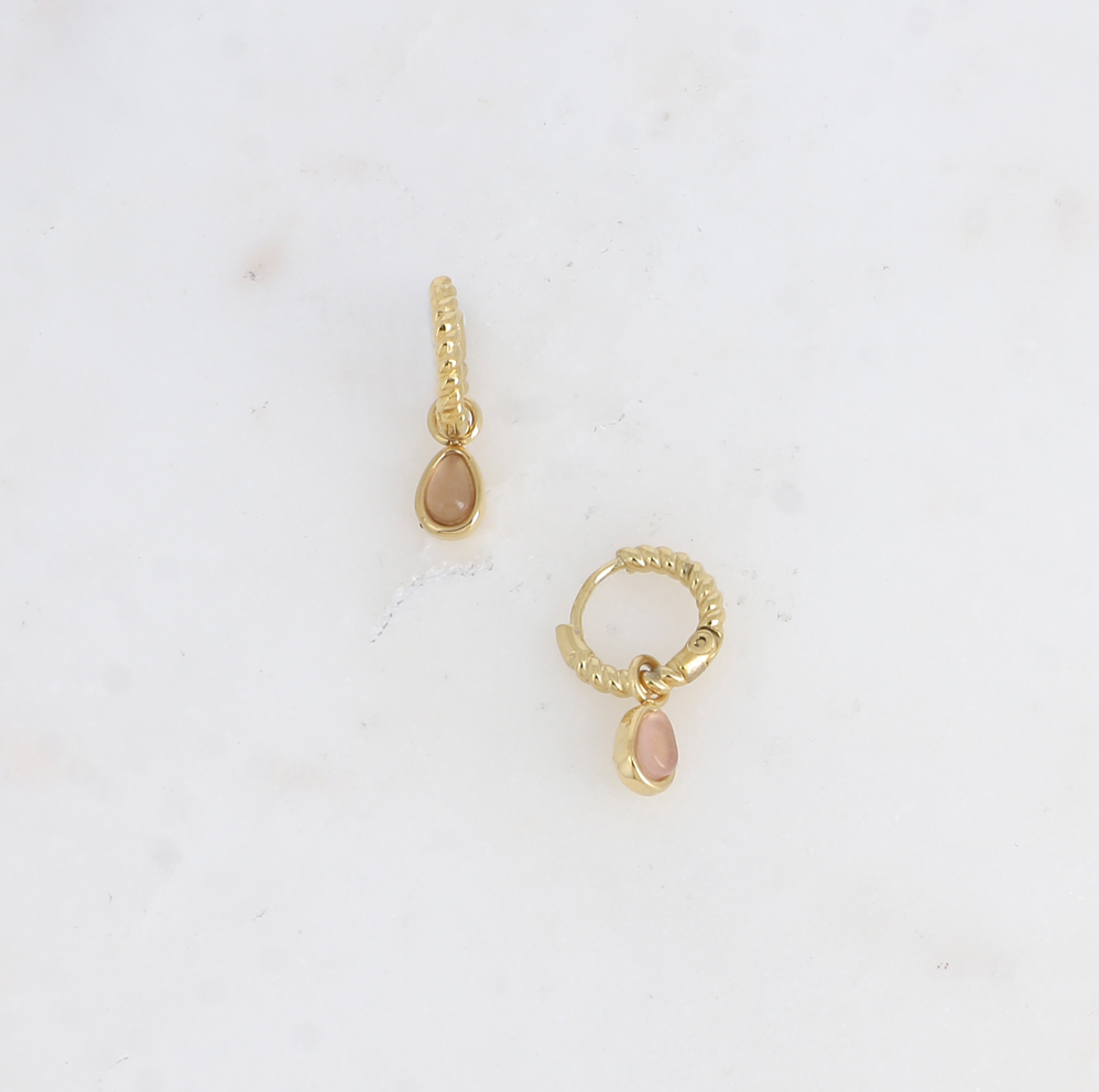 Boucles d'oreilles oeil de chat rose Celia