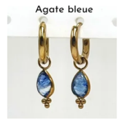 Boucles d’oreilles créoles goutte en pierre naturelle - Rosie