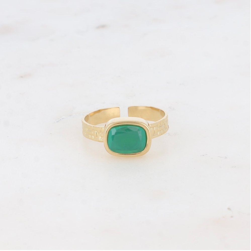 Bague pierre fine agate verte Cristina