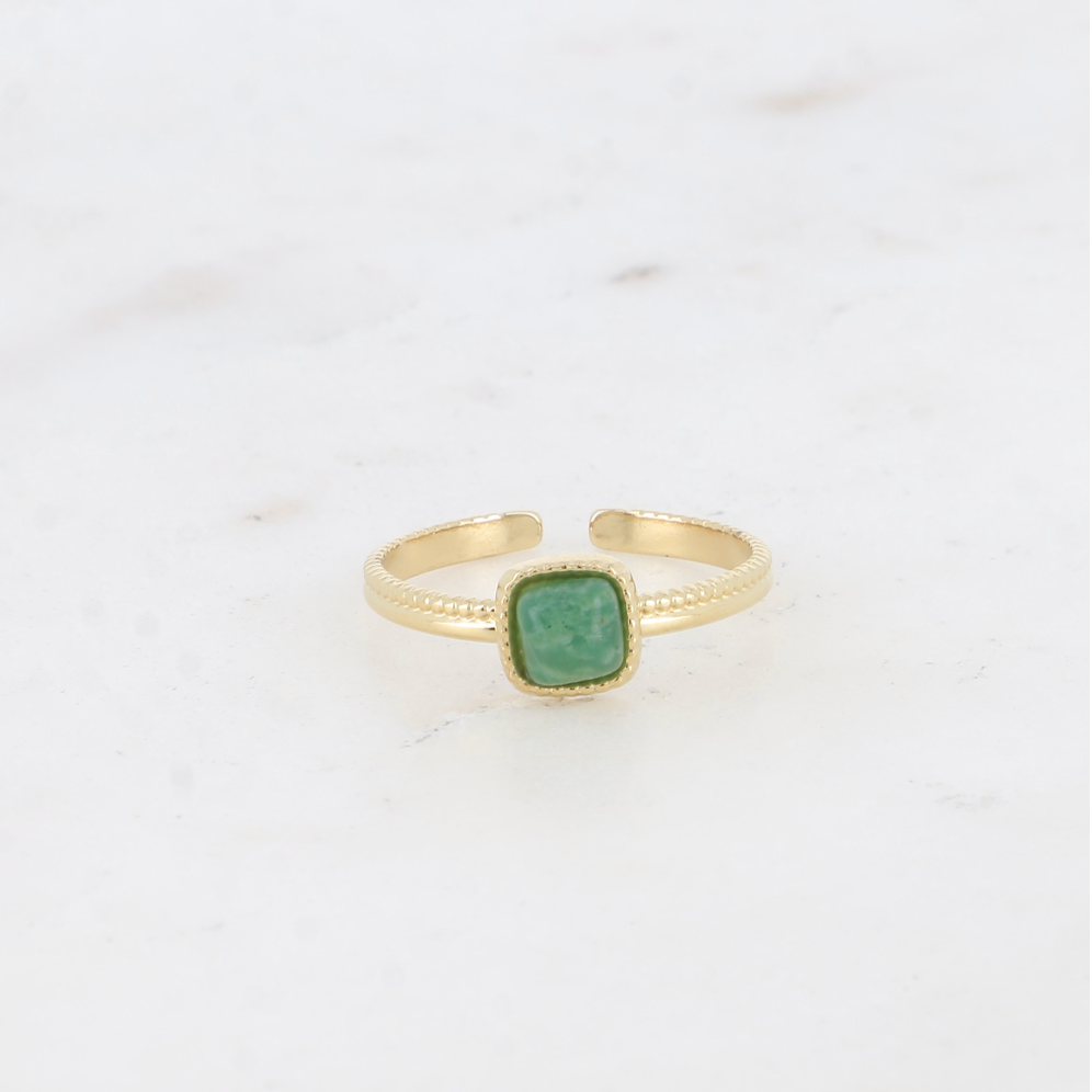 Bague pierre fine jaspe vert Edith