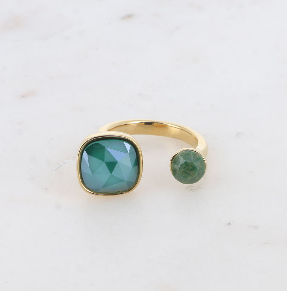 Bague jaspe verte Jade