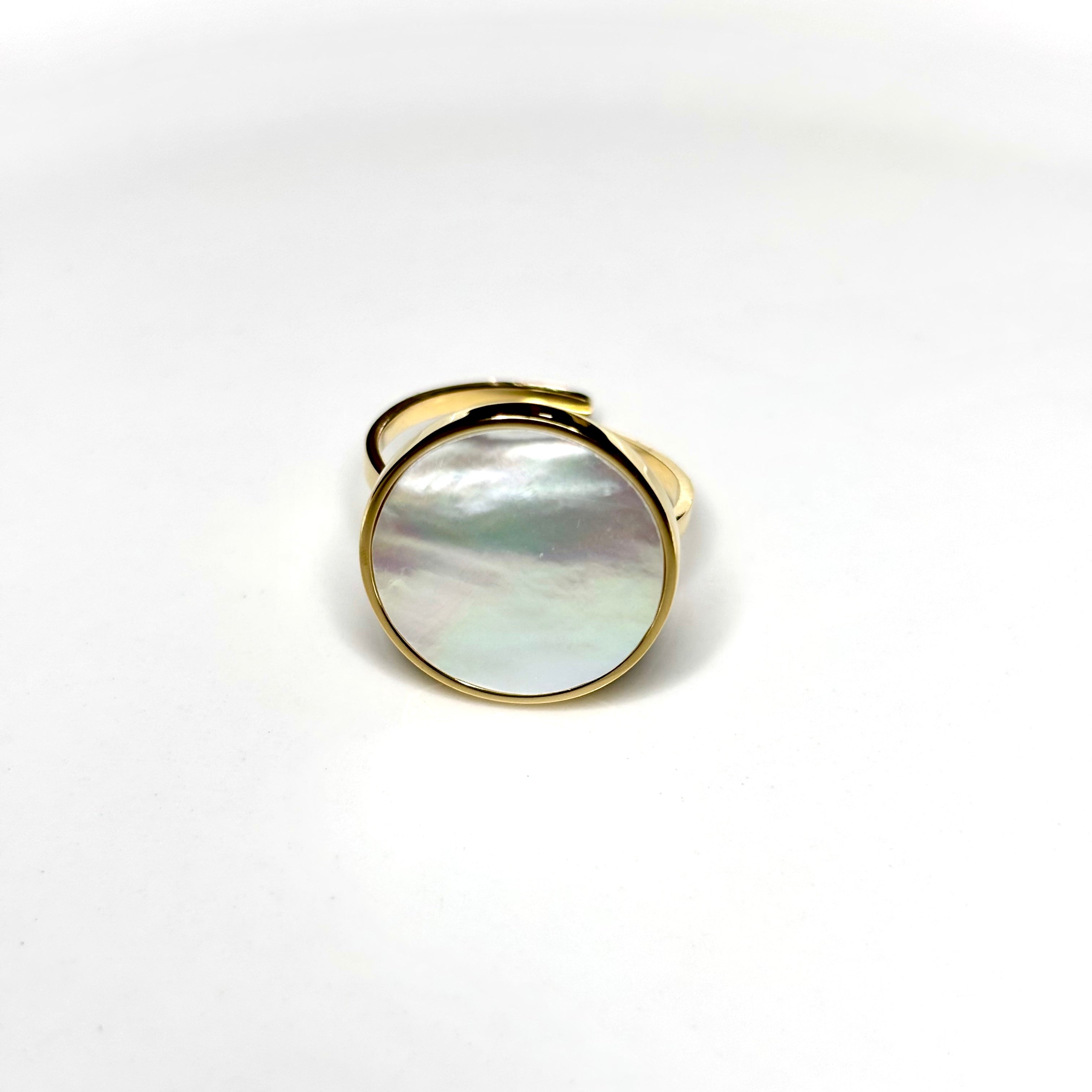 Bague Nacre anneau ajustable en acier inoxydable