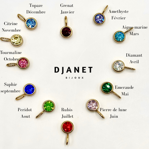 Collier Personnalisé Femme Médaille à Graver &amp; Pierre de Naissance – Djanet Bijoux