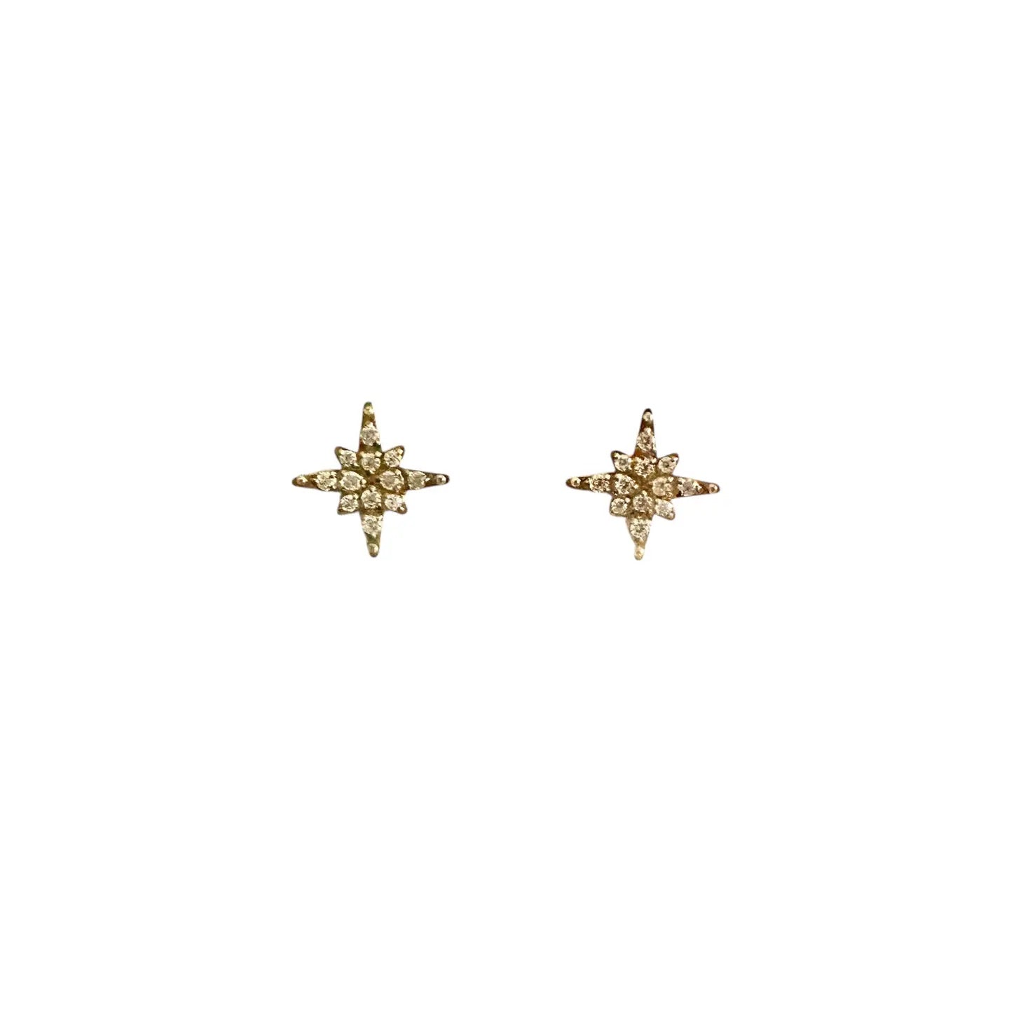 Boucles d’Oreilles Puces Etoile Polaire Doré à l'or fin et Zirconium Sally