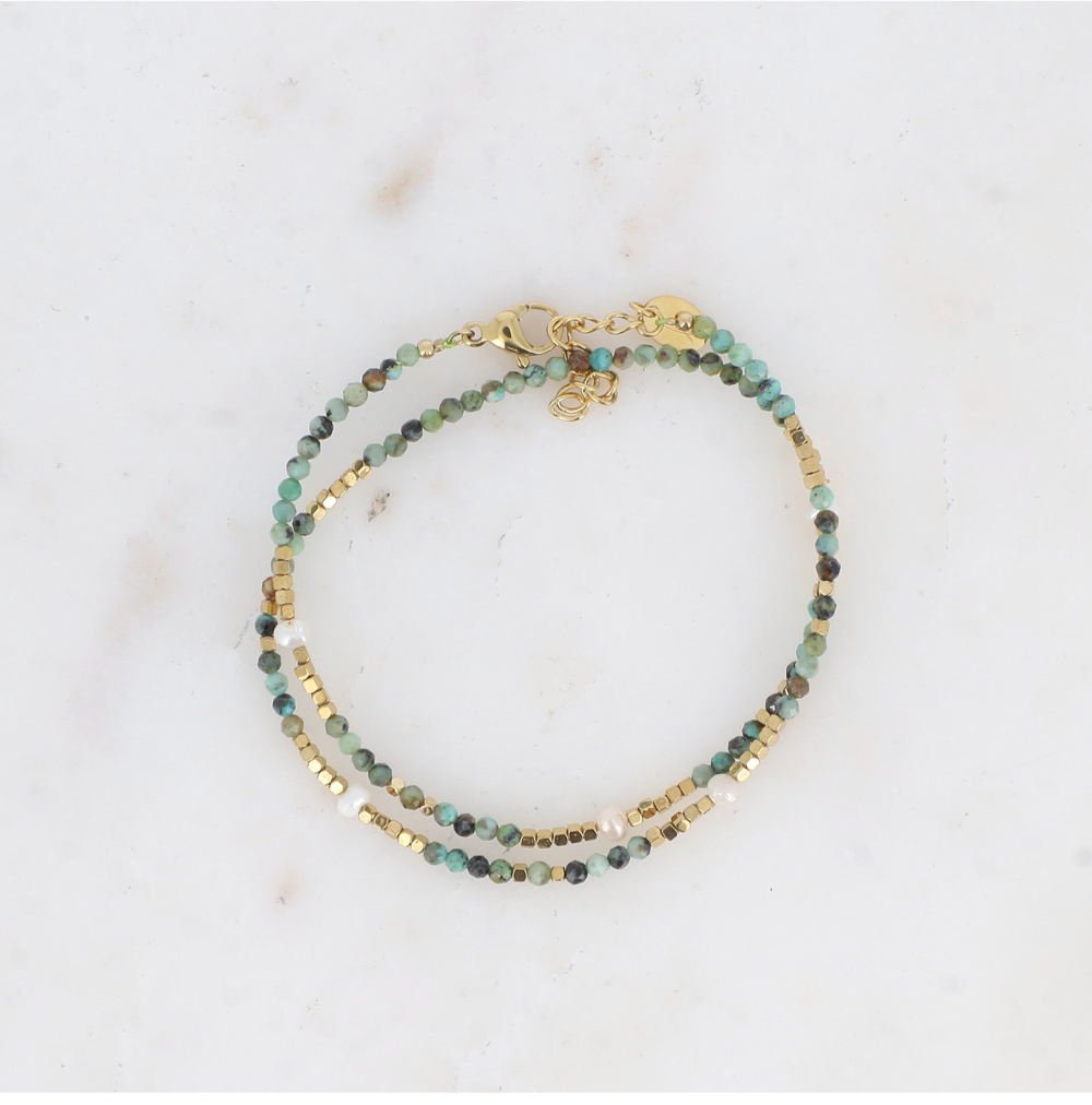 Bracelet turquoise africaine acier doré Clarisse