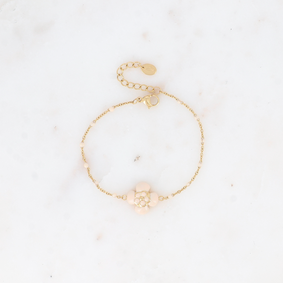 Bracelet chaine fleurs acier doré Jane