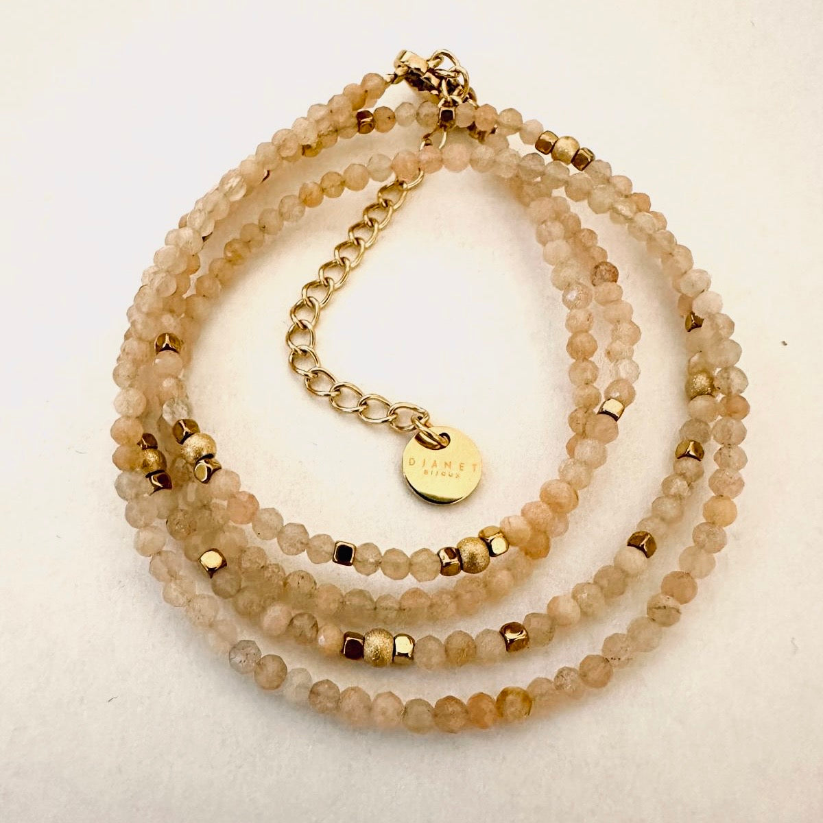 Bracelet multirang Luzia sunstone et acier inoxydable 316L doré