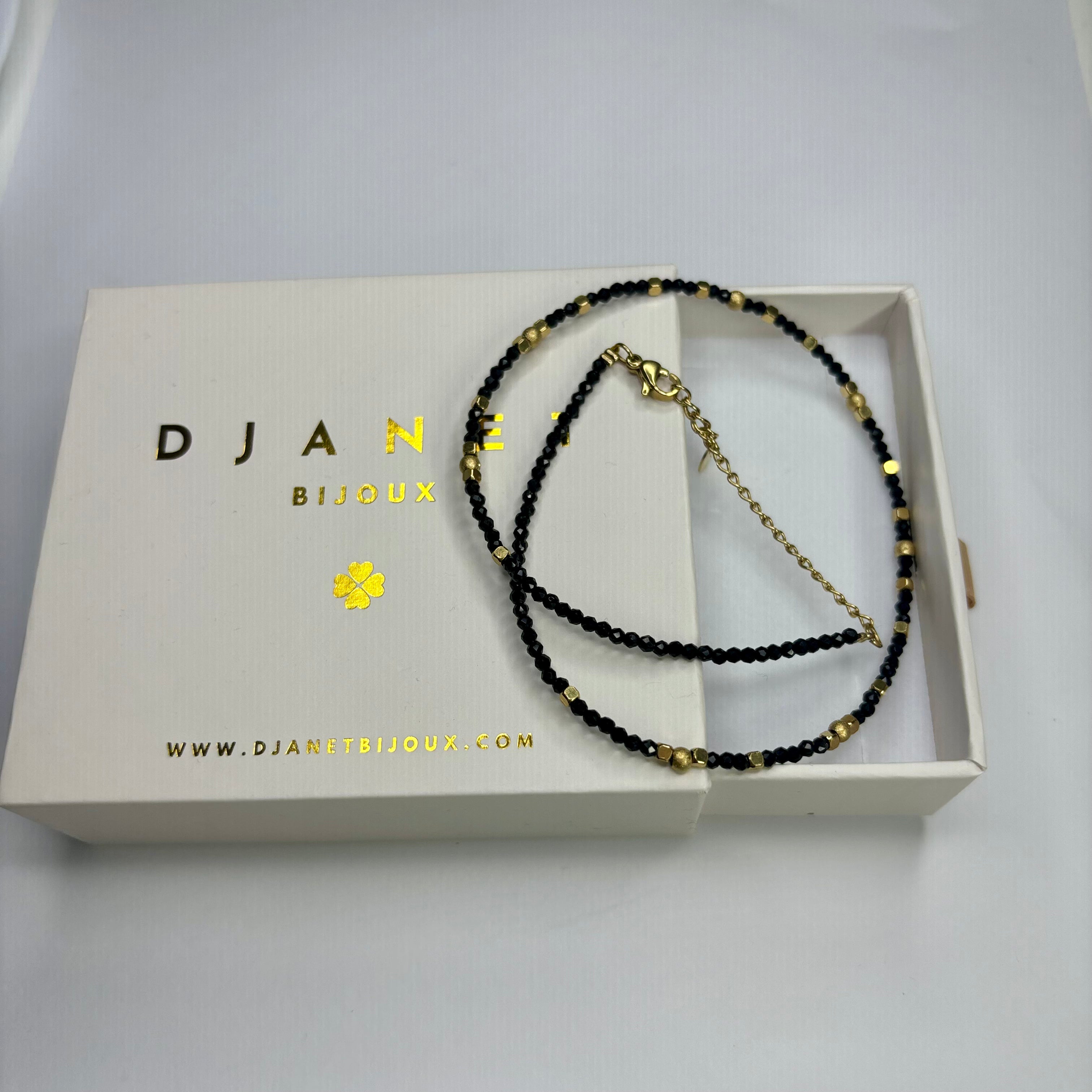 Bracelet onyx acier doré double tours Deira