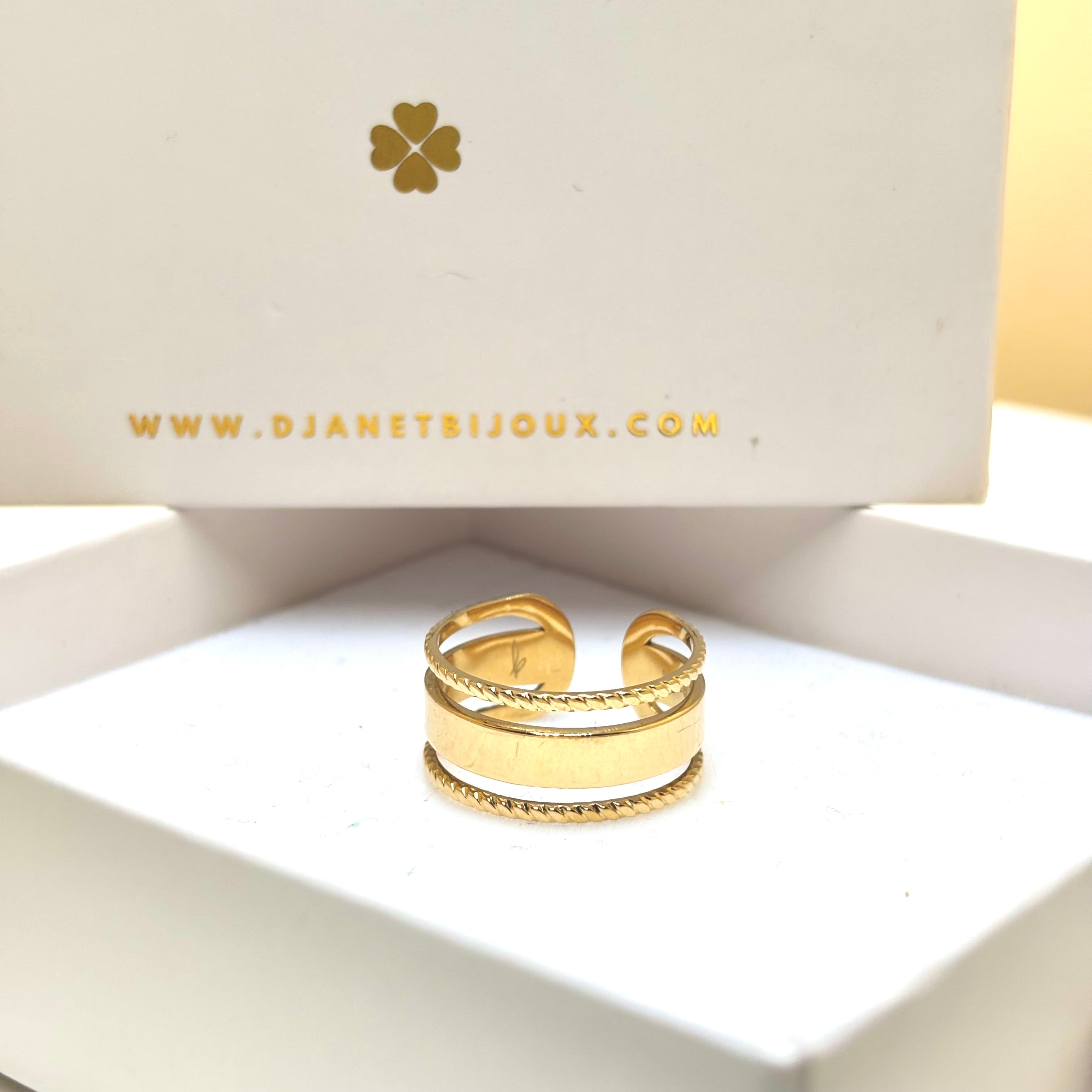 Rosalind three-row gold stainless steel ring