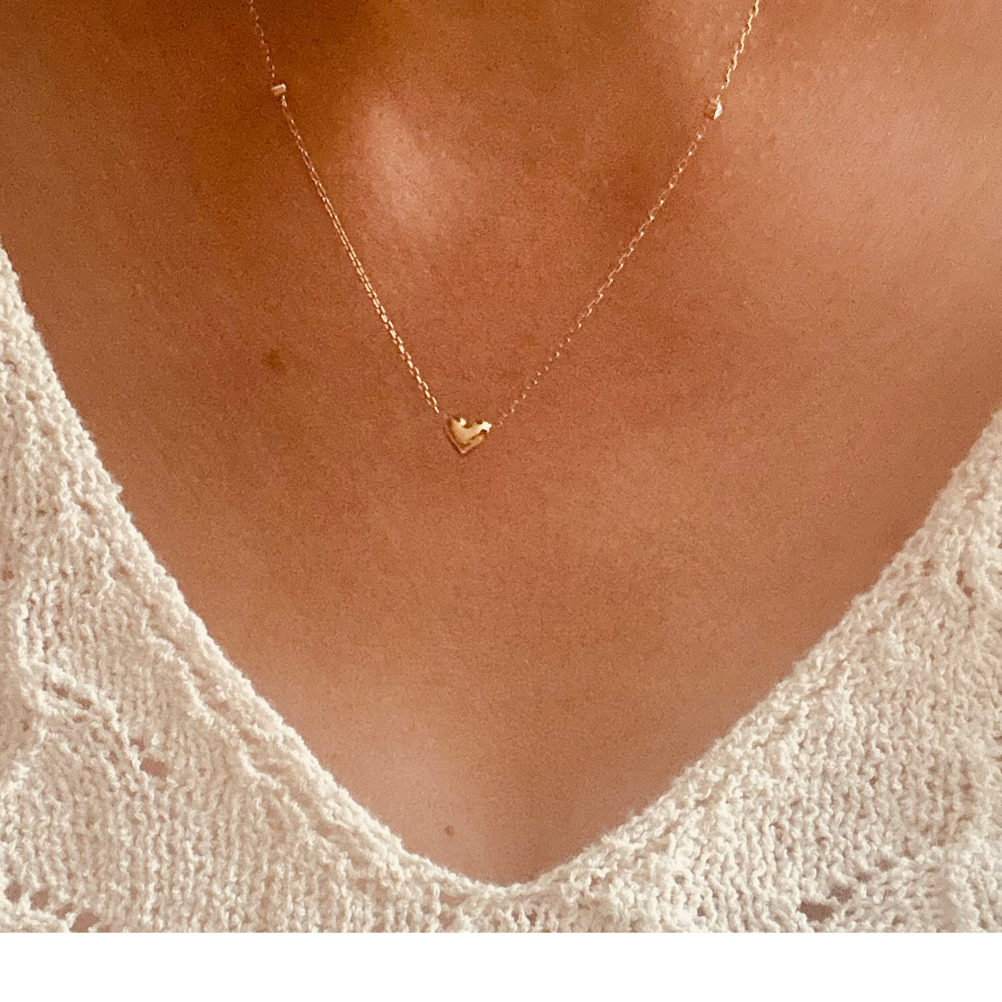 Collier Cœur doré à l'or fin - Chaîne fine orné d'Oxydes de Zirconium - Valoo