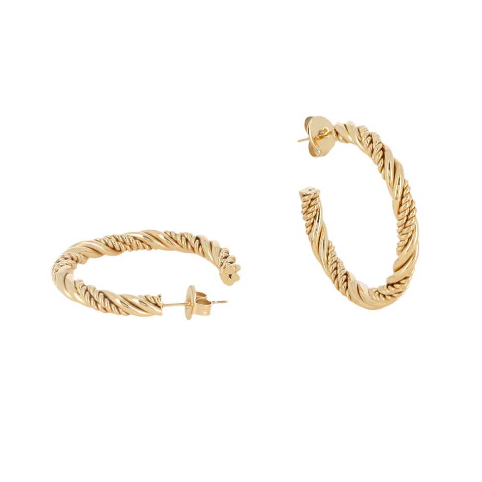 Boucles d'oreilles Créoles torsadées acier doré Caroll