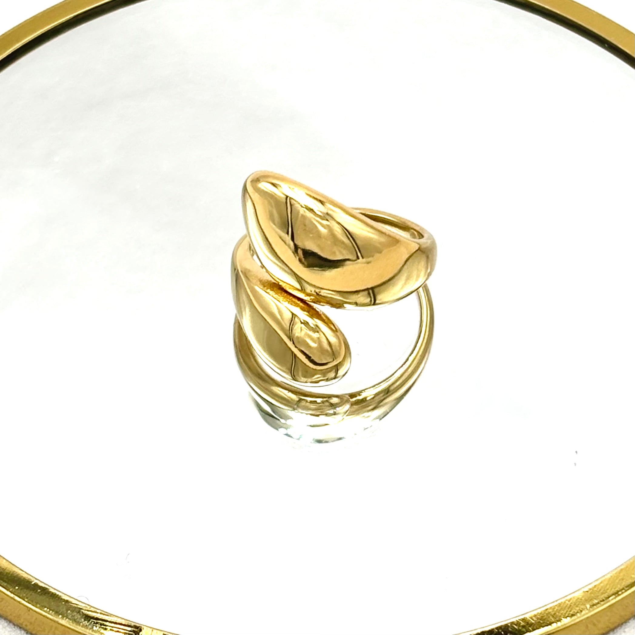 Esmeralda gold stainless steel ring