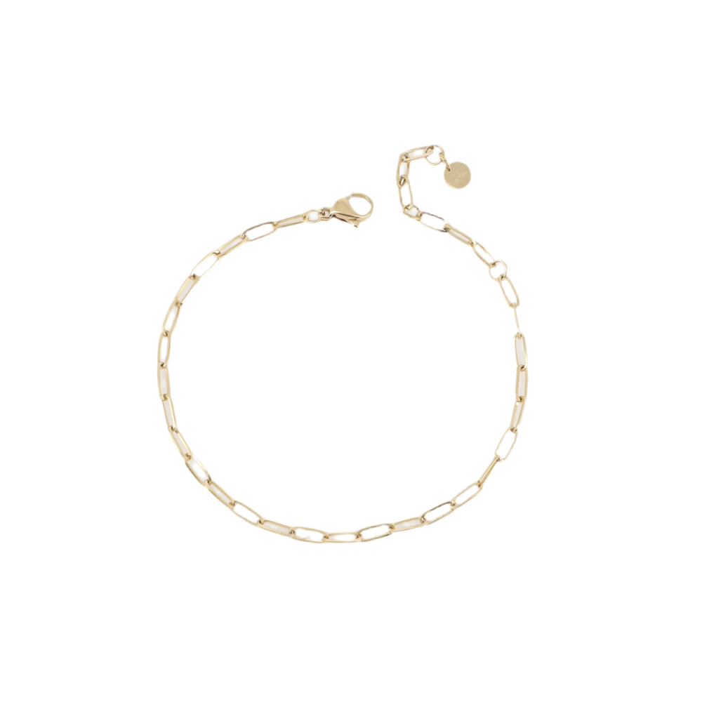 Bracelet chaine mailles ovales acier inoxydable doré Charlie