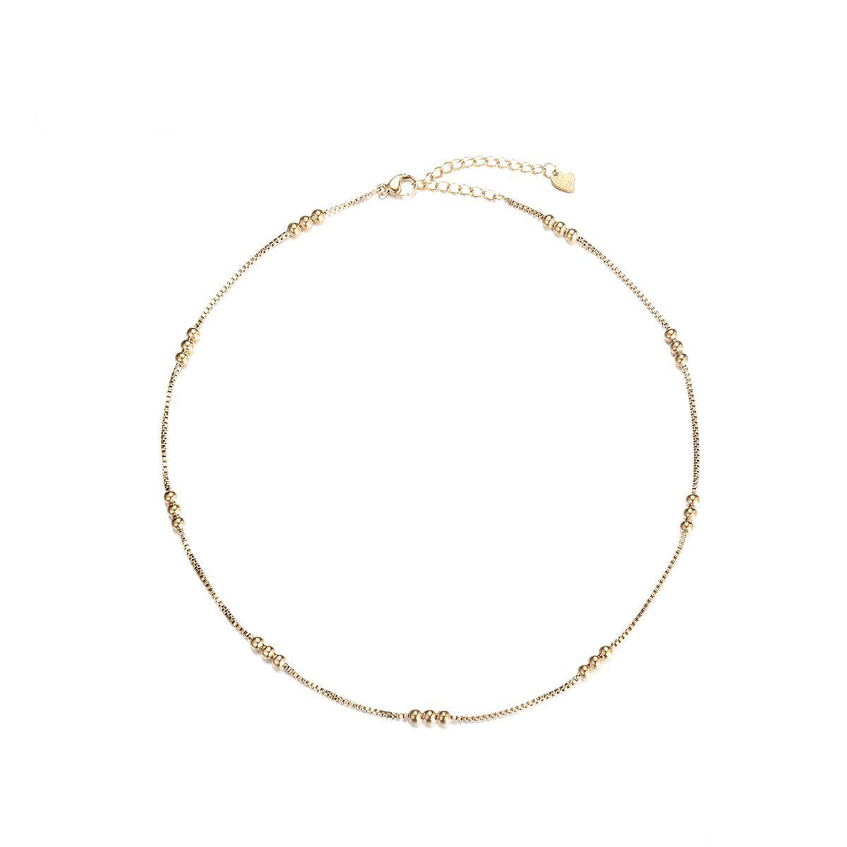 Collier  chaine chocker ras de cou trio billes en acier inoxydable