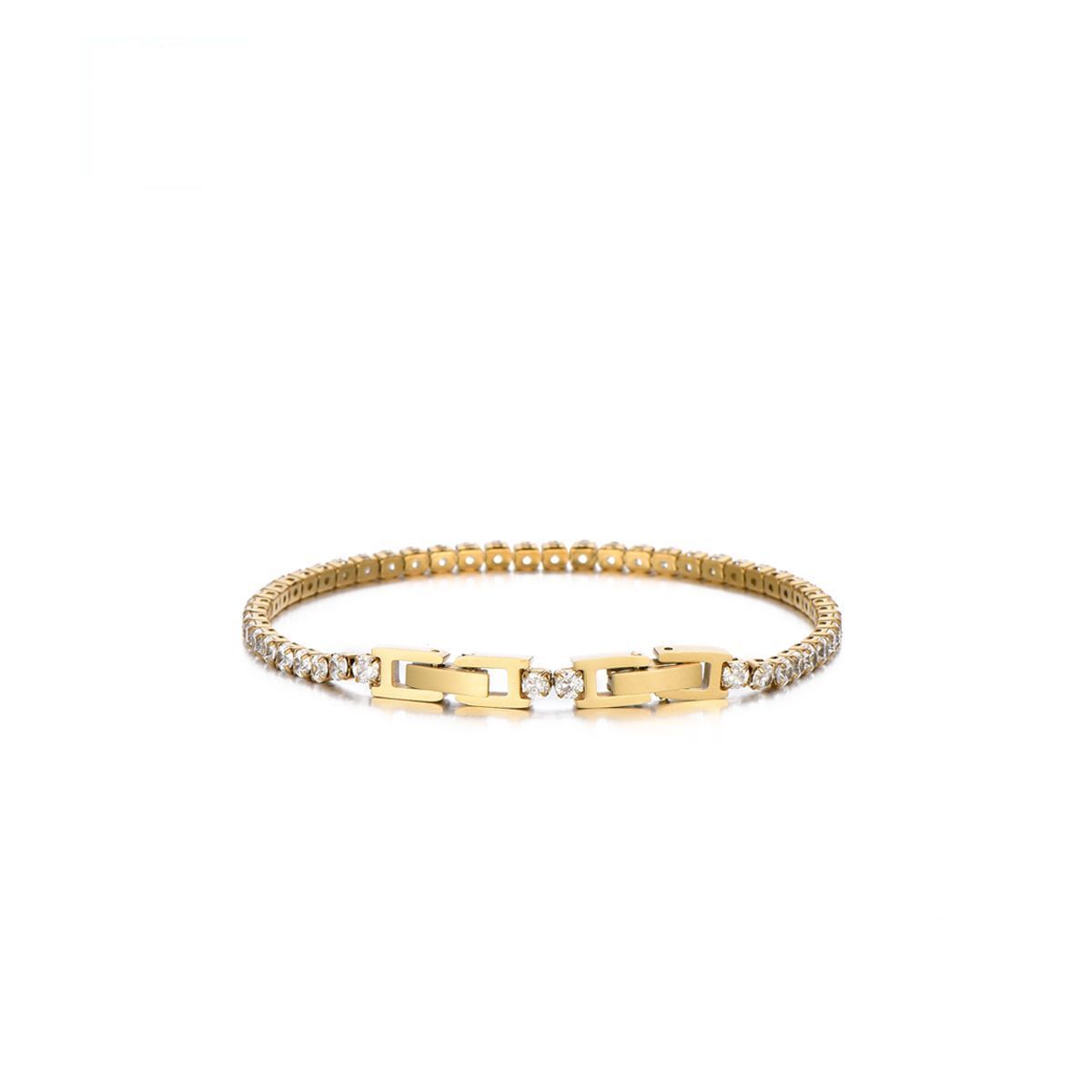 Bracelet gourmette rivière effet diamant - zirconia sertis